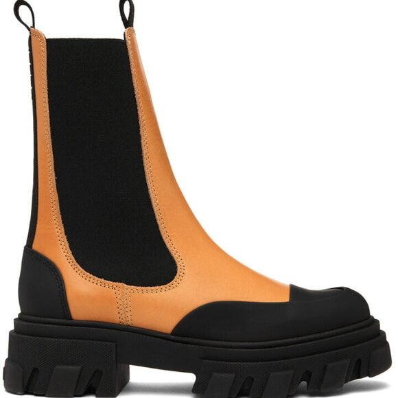 Ganni Tan Cleated Mid Chelsea Boots - Picture 4 of 4